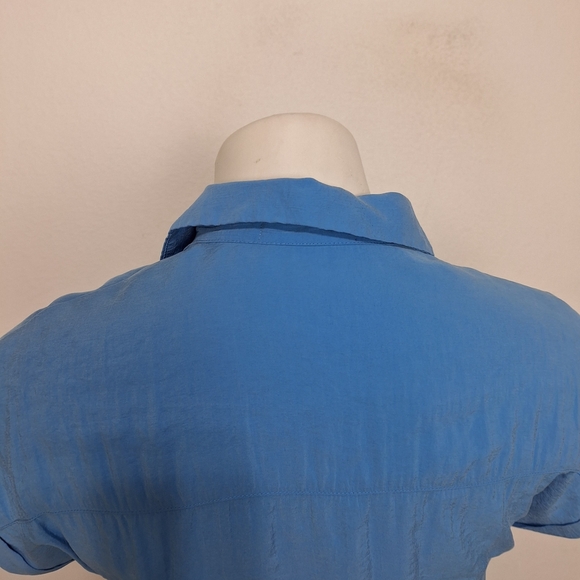 Zara Girls Blue Short Sleeve Tie Front Button Front Blouse Size 10 - Picture 6 of 11